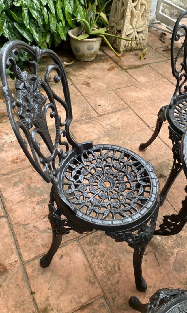 Vintage Cast Iron Table and Chairs, Furniture & Home Living, Furniture
