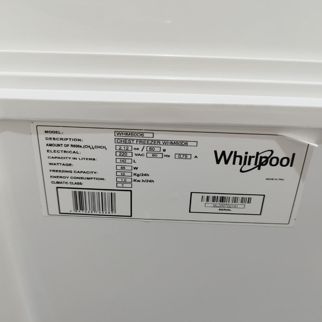 Whirlpool Chest Type Freezer 6.0Cuft. Dual Fuction WHM60D6, TV & Home