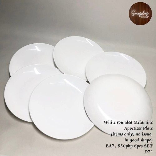 White Rounded Melamine Appetizer Plate, Furniture & Home Living