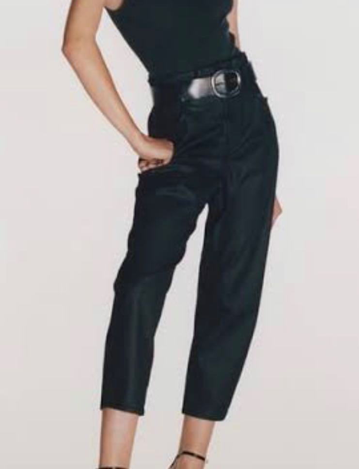 Coated discount trousers zara