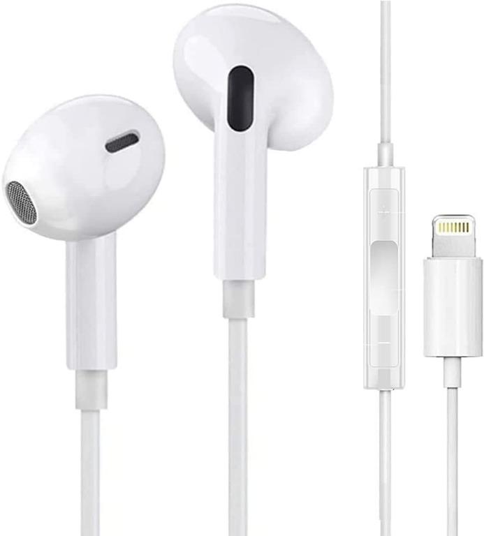 iPhone 13 Earbuds Wired with Lightning Connector【2 Pack】【Apple MFi Certified】 in-Ear Stereo Apple Headphone for iPhone 13/12/11/XR/X/8/7 Support All iOS System（Built-in Microphone & Volume Control） 