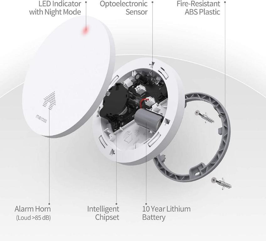 3416) Smoke Alarm, Meross 10Year Battery Fire Alarm Smoke Detector