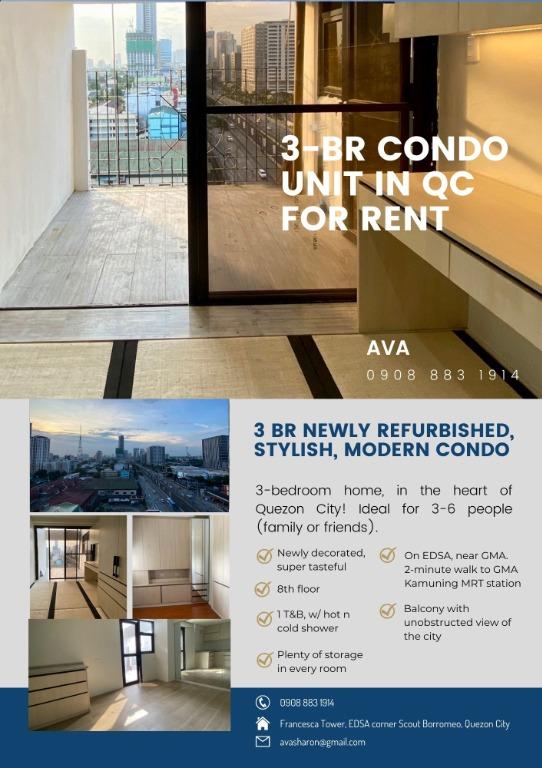 3BR Newly Refurbished, Stylish, Modern Condo in Quezon City, Property