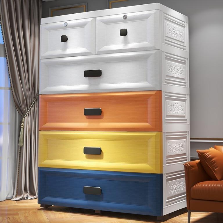 70cm Width 5 Tiers Knock Down Cabinet with Lock storage cabinet