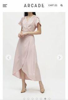 A FOR ARCADE KATE OVERLAP WRAP DRESS IN FRENCH ROSE