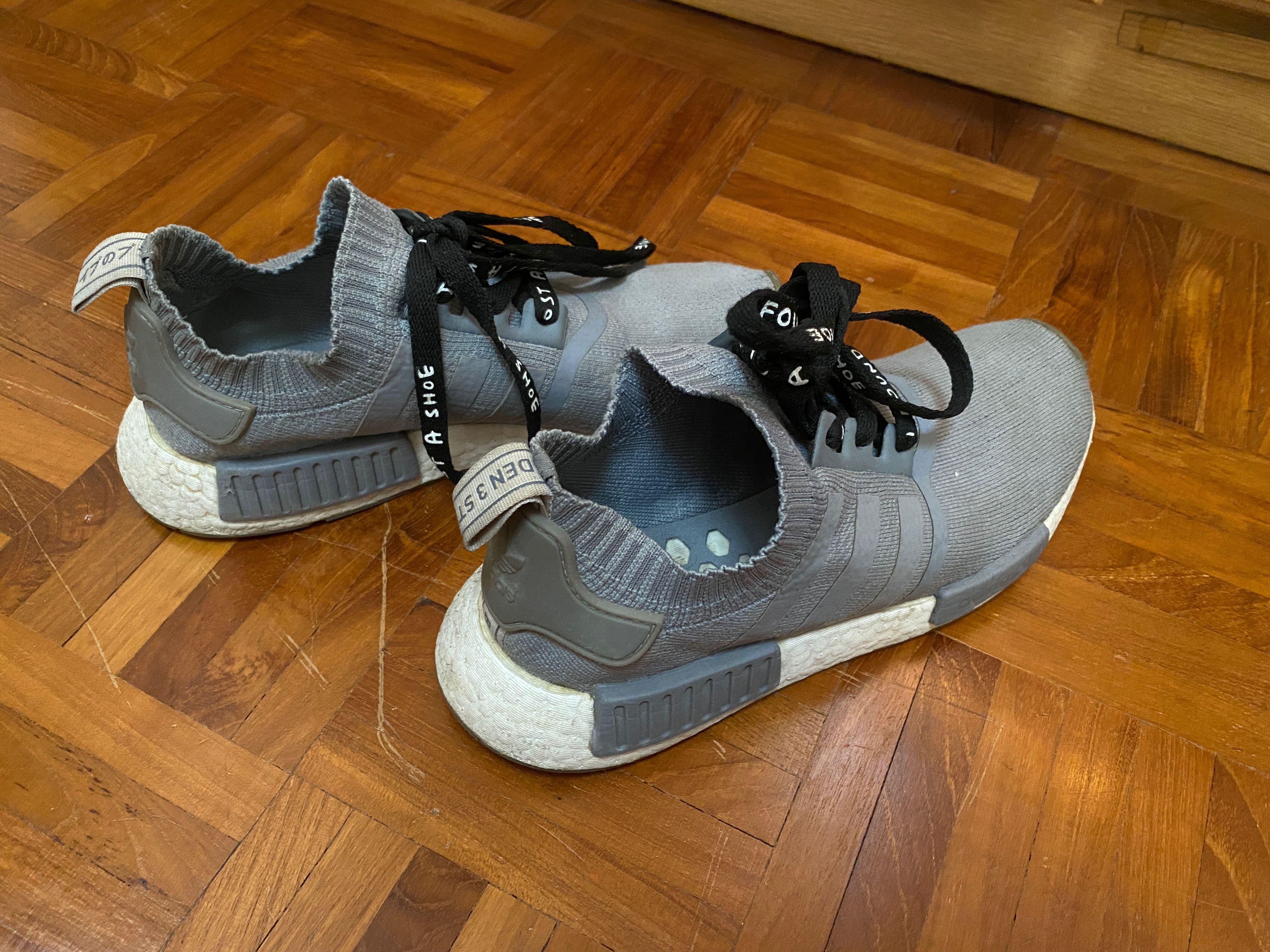 Adidas Grey NMDs with Custom Laces, Men 