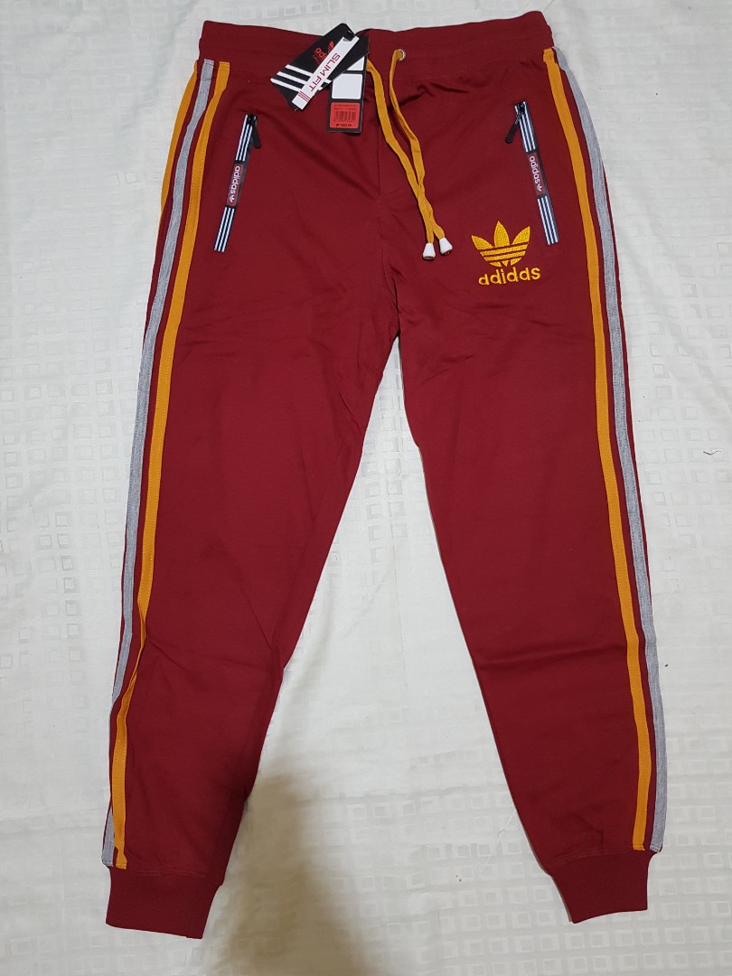 Adidas Joggers Maroon, Men's Fashion, Bottoms, Joggers on Carousell