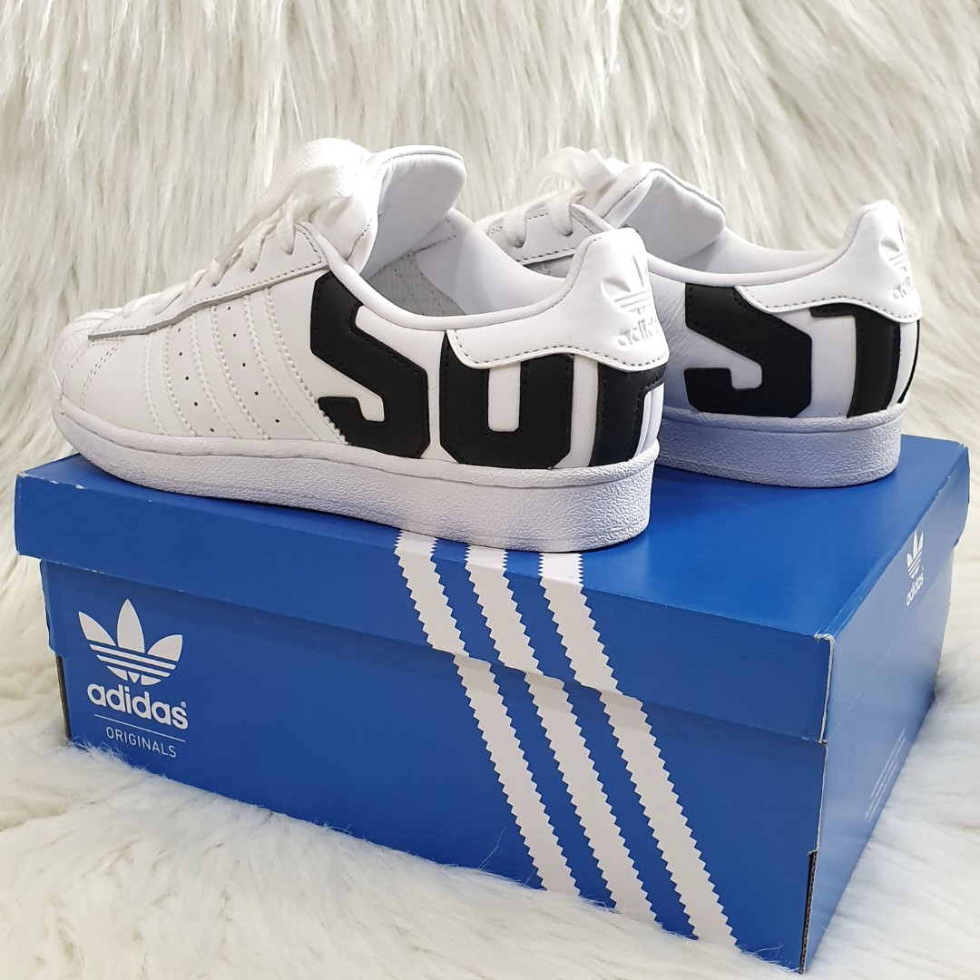 Adidas Originals Superstar Big Text Sneakers Women s Fashion