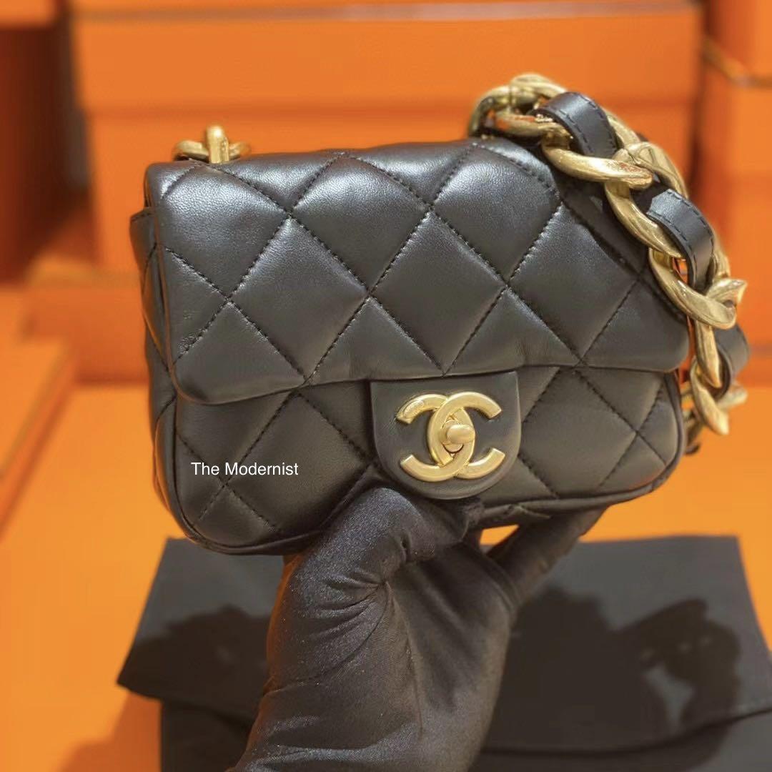 Rare Chanel Vintage CC Maxi Quilted Top Handle & Chain Bag Lambskin  Black