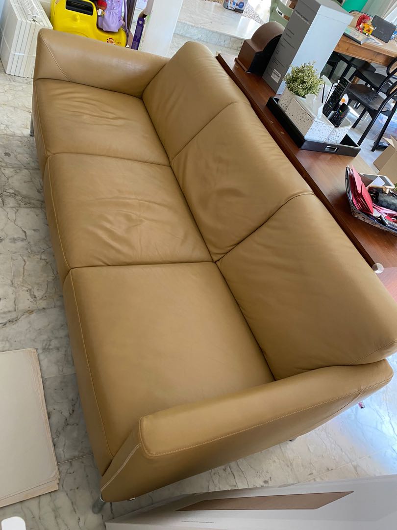 Authentic Natuzzi Genuine Leather 3seater sofa, Furniture & Home