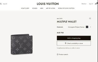 "GOOD AS NEW"-AUTHENTIC-LV-LOUIS VUITTON-MULTIPLE WALLET-BLACK and GREY-FOR MEN-MADE IN FRANCE (M61695 )