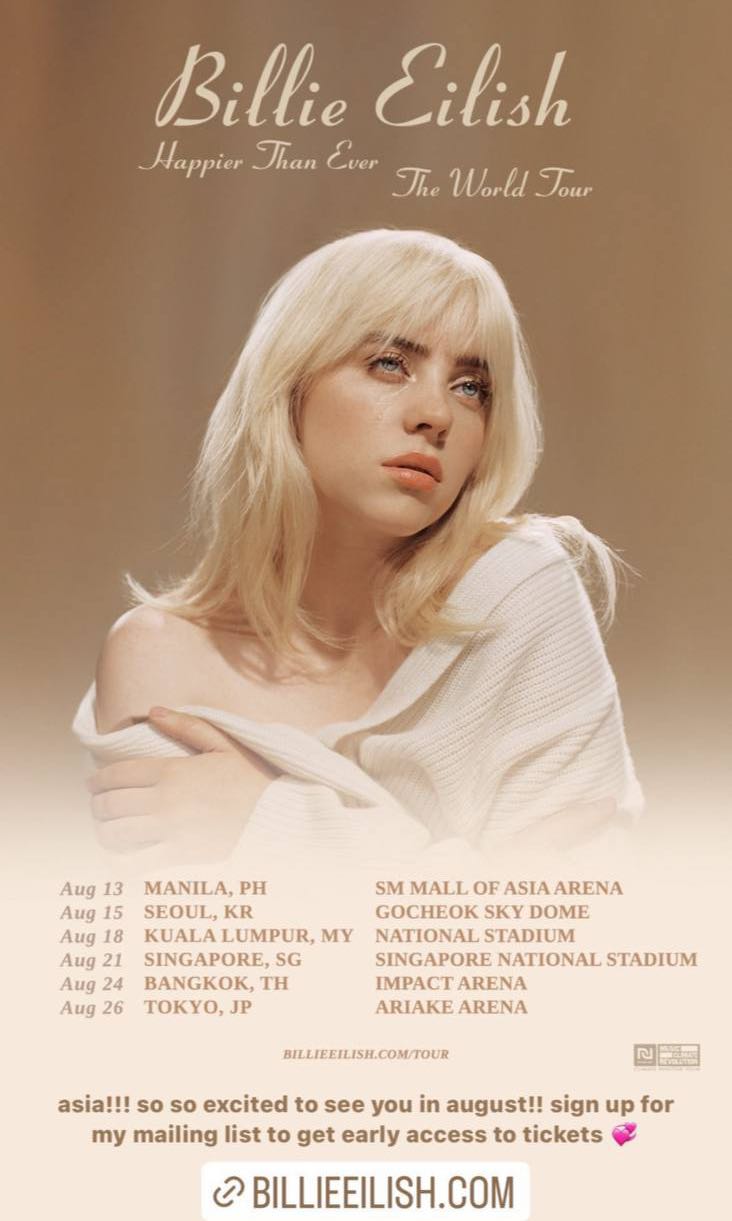 Billie Eilish World Tour 2022, Tickets & Vouchers, Event Tickets on
