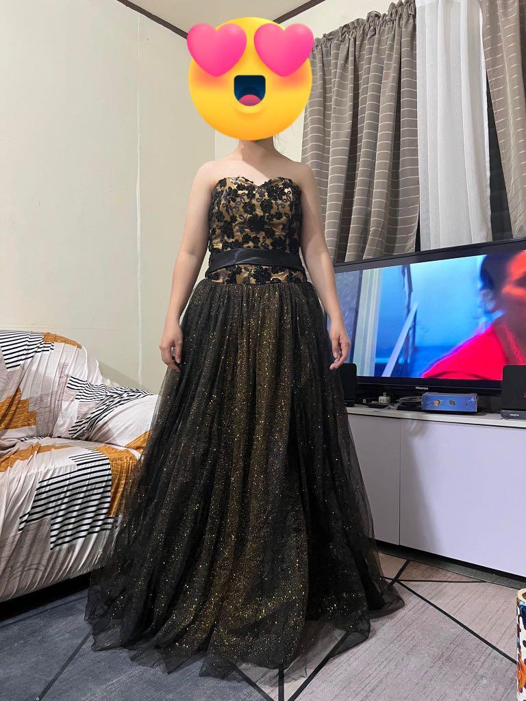 Black And Gold Ball Gown, Women'S Fashion, Dresses & Sets, Evening Dresses  & Gowns On Carousell
