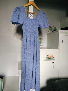 Blue gingham Korean dress