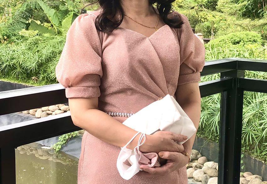 Blush pink formal (ninang) glittery gown, Women's Fashion, Dresses