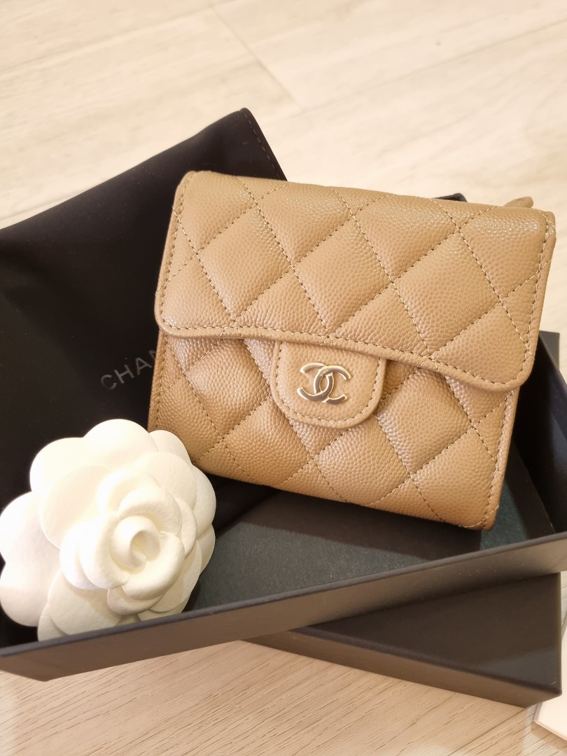 BNIB 22A Chanel Wallet Chanel small flap wallet Beige /Taupe Caviar,  Women's Fashion, Bags & Wallets, Wallets & Card Holders on Carousell