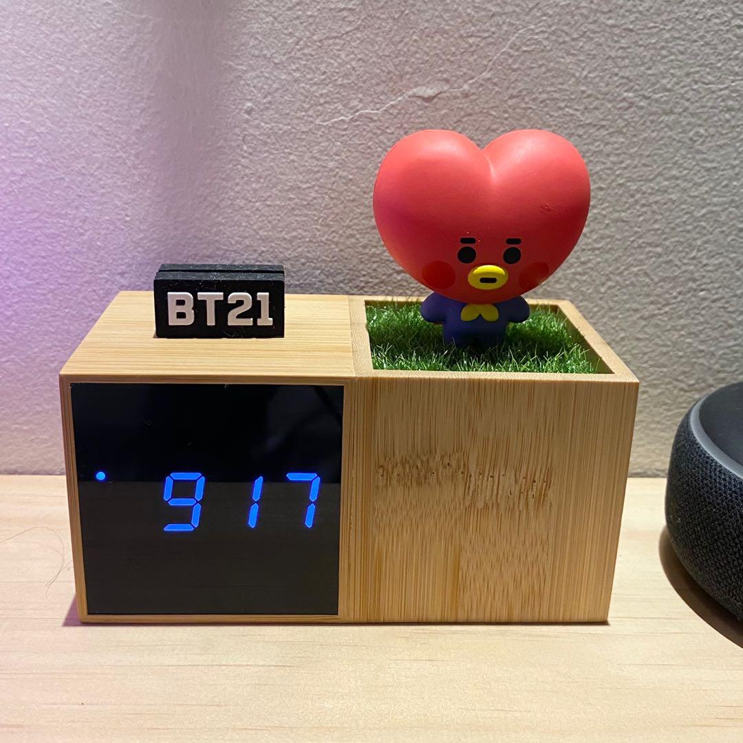 BT21 TATA Wooden LED Digital Desk Clock, Furniture & Home Living, Home