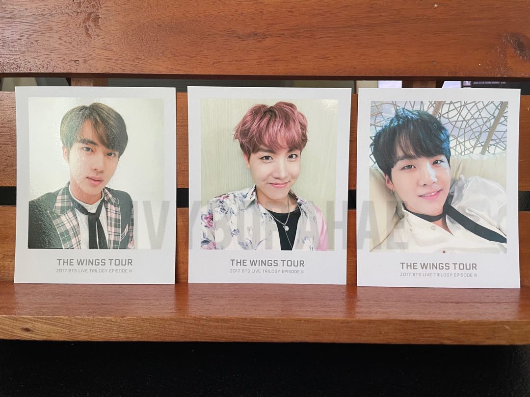 BTS Wings Tour Ticket Album Photocards (Jin, Jhope, Yoongi), Hobbies
