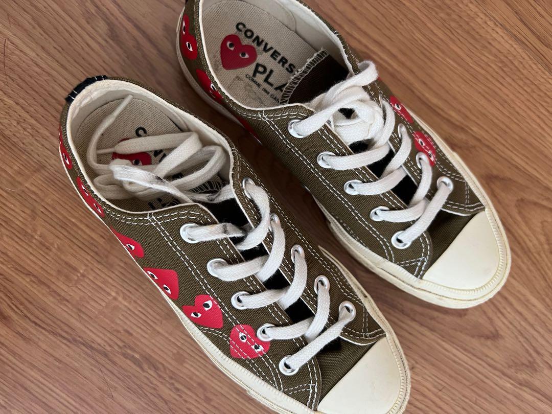 CDG Play x Converse Multiple Hearts Olive Size 6 Women s