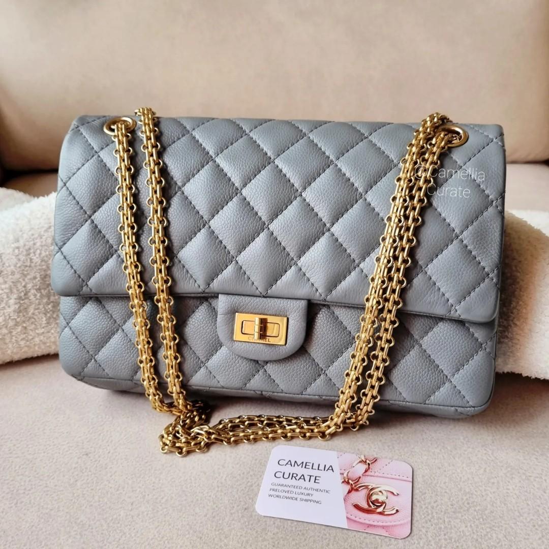 Chanel Gray Caviar Reissue 226 Gold HW, Luxury, Bags & Wallets on Carousell