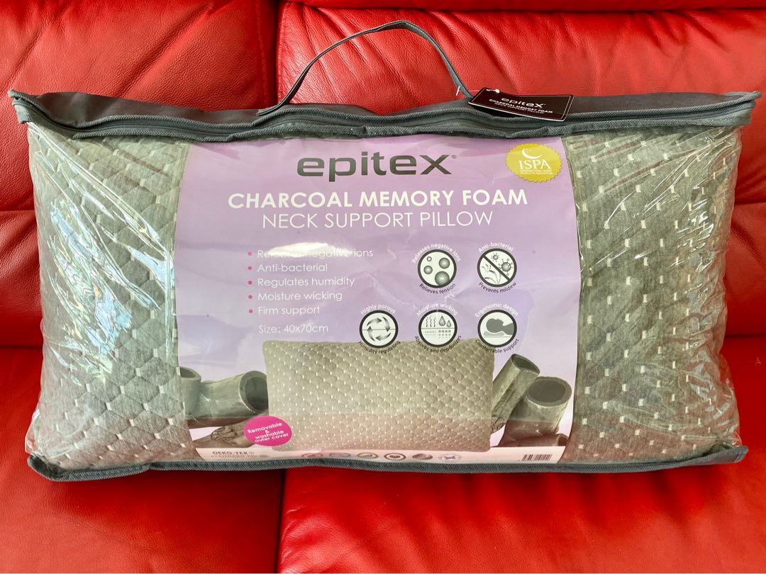 Epitex Charcoal Memory Form Neck Support Pillow, Furniture & Home Living, Bedding & Towels on