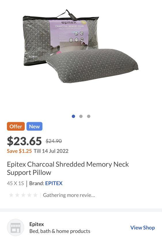 Epitex Charcoal Memory Form Neck Support Pillow, Furniture & Home Living, Bedding & Towels on