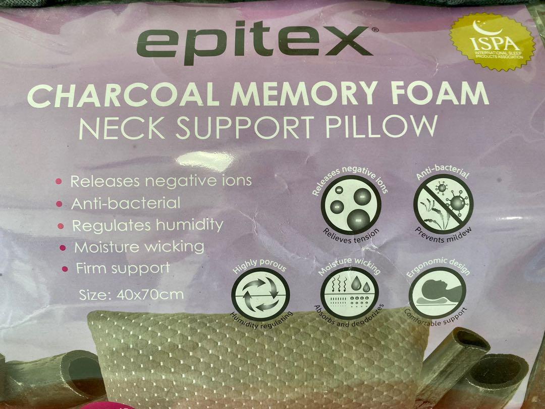 Epitex Charcoal Memory Form Neck Support Pillow, Furniture & Home Living, Bedding & Towels on