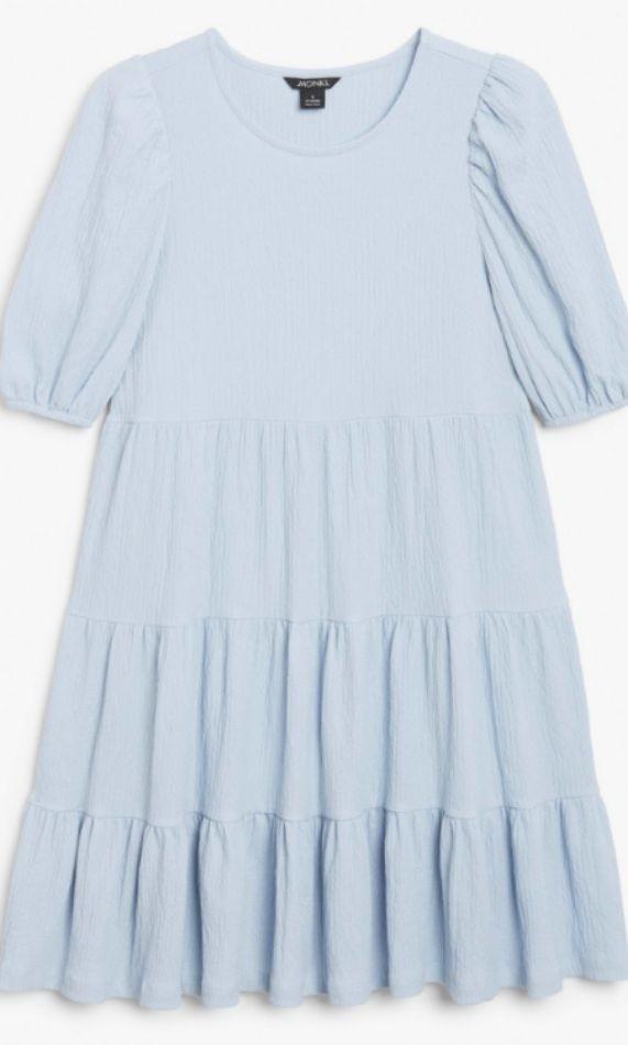 Flounce Layered Dress Light Blue 