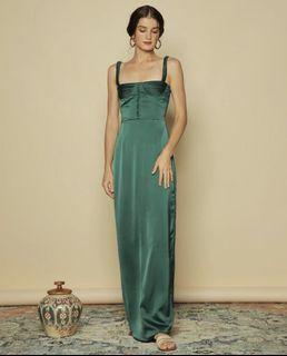 For Rent: Zoo Green Satin/Silk Gown Long Dress