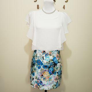 Formal office floral skirt dress