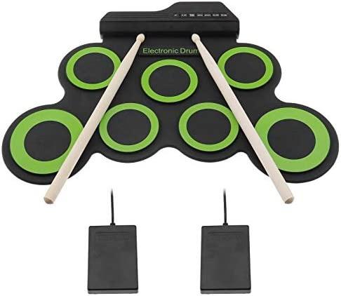 7 Labeled Pads 2 Foot Pedals Kids Children Beginners With Speaker and Built in Rechargeable Battery Digital Roll-Up Touch Sensitive Drum Practice Kit Ivation Portable Electronic Drum Pad 
