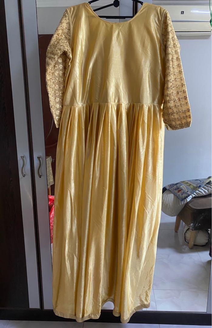 Gold flowy dress, Women's Fashion, Dresses & Sets, Traditional & Ethnic