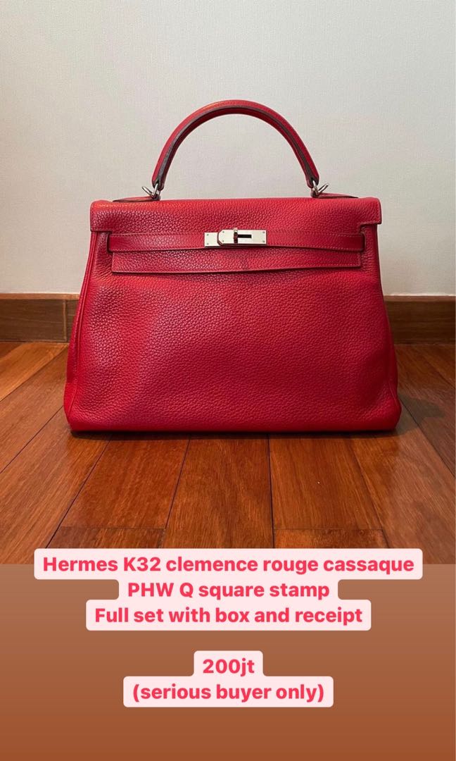 Hermes Kelly 32 Rouge Casaque Clemence PHW #T SKL1261 – LuxuryPromise