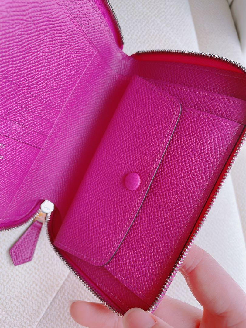 Hermes [L14] Pink Taurillon Clemence Azap GM Combined Wallet Rare Bnib! - poupishop