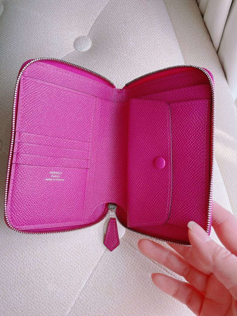 Hermes [L14] Pink Taurillon Clemence Azap GM Combined Wallet Rare Bnib! - poupishop