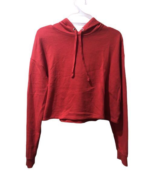 H&m red cropped hoodie clearance