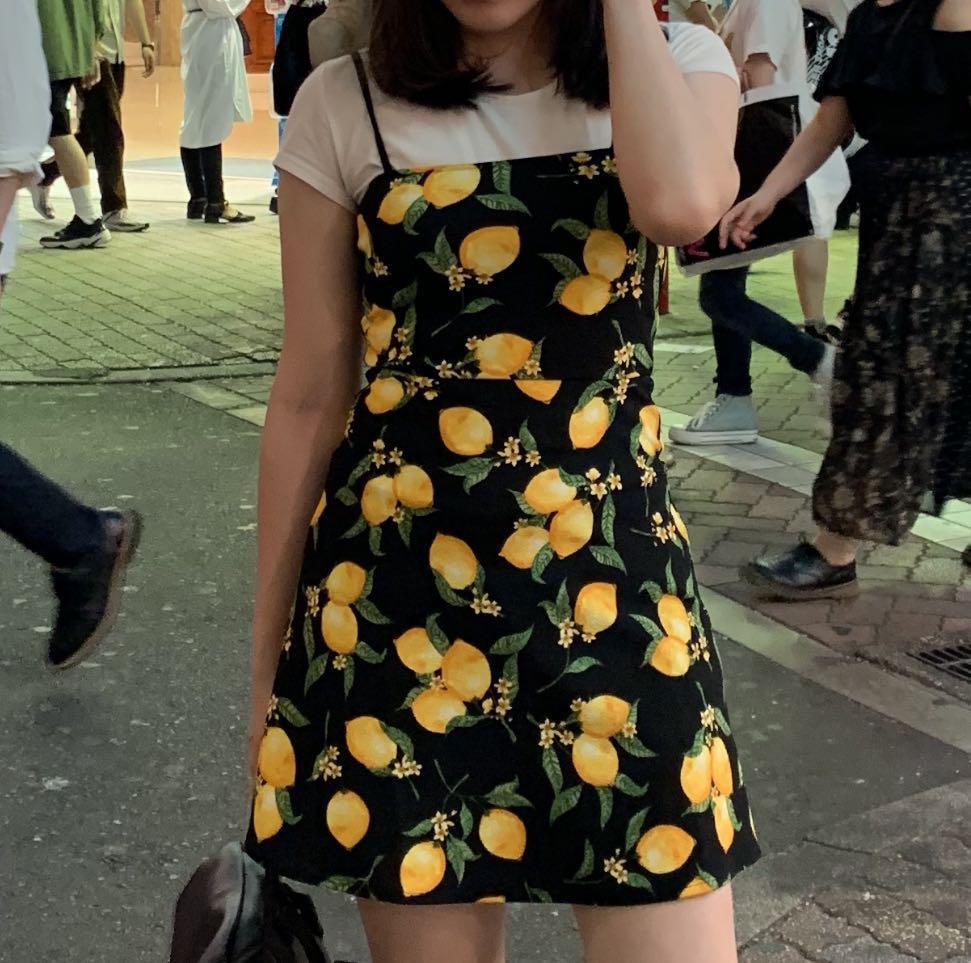 H\u0026M MINIDRESS Lemon Floral Print 