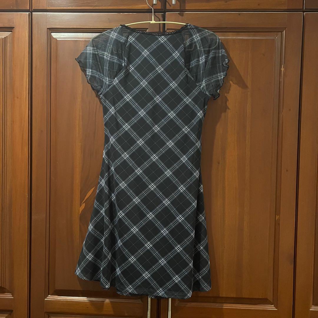 Hu0026M S Black Plaid Mesh Mini Dress, Women's Fashion, Dresses u0026 Sets, Dresses  on Carousell