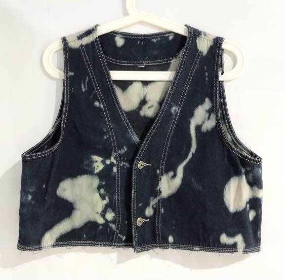 HRG NETT acid wash tiedye vest denim 