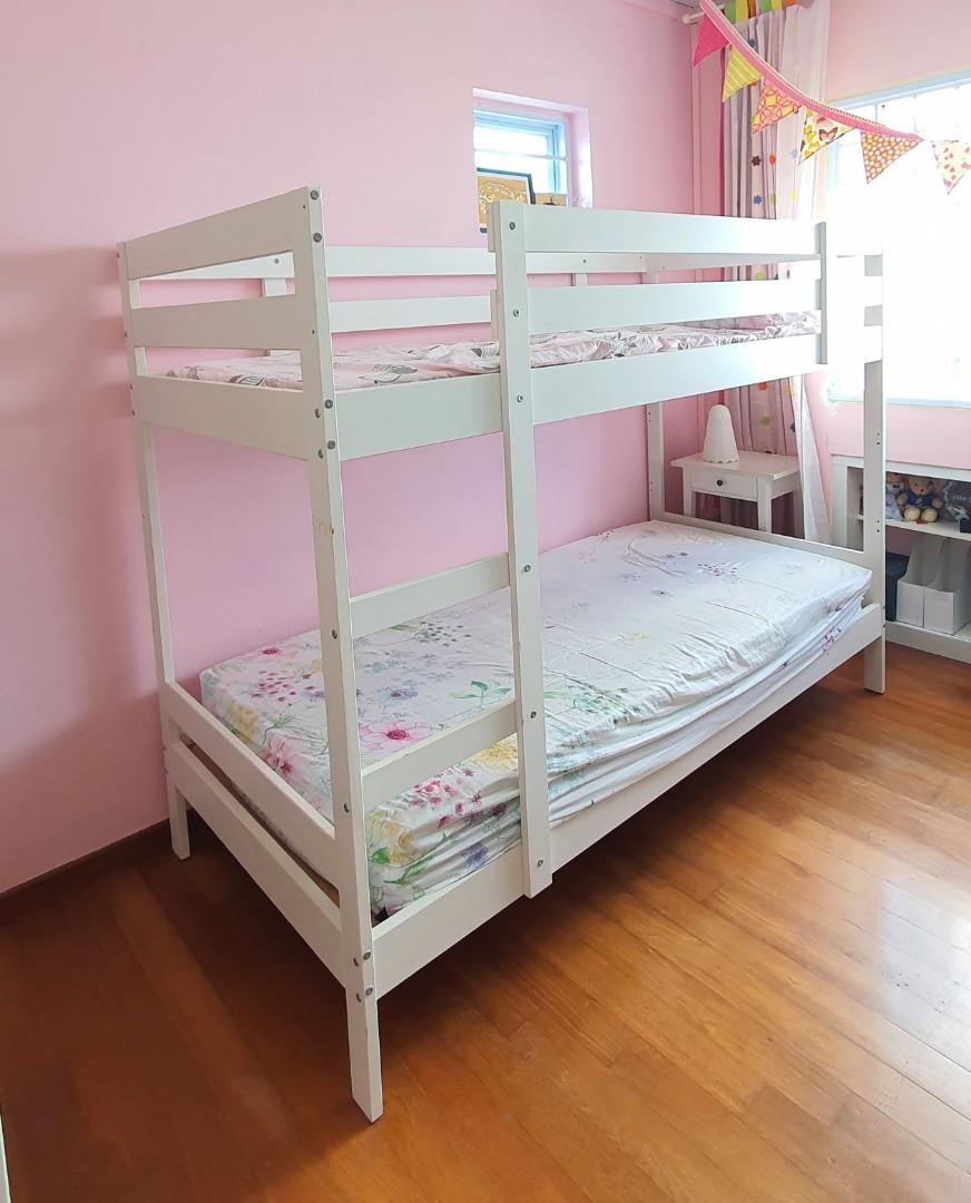White wooden bunk beds ikea top