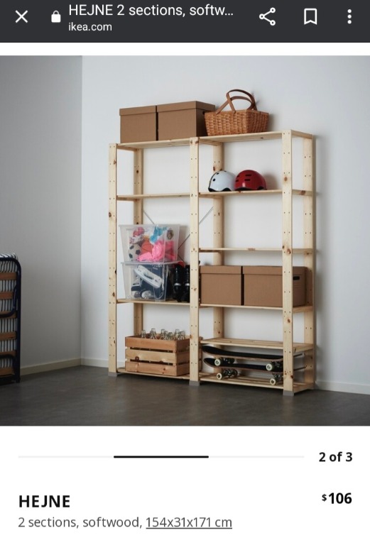 Ikea pine wood shelving unit, Furniture & Home Living, Furniture