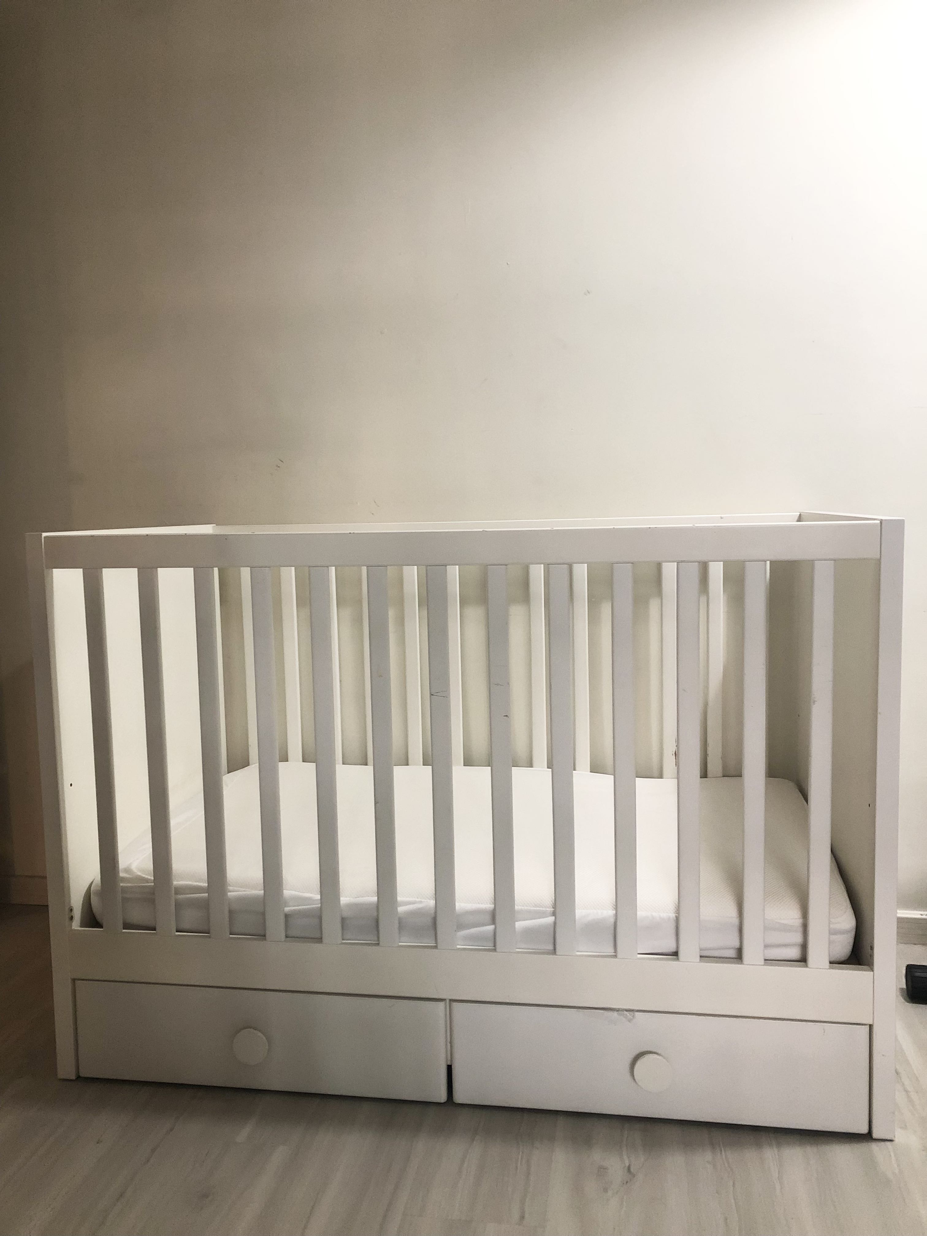 IKEA Stuva white cot with mattress / drawers, Babies & Kids, Baby