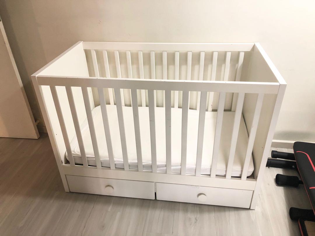 IKEA Stuva white cot with mattress / drawers, Babies & Kids, Baby