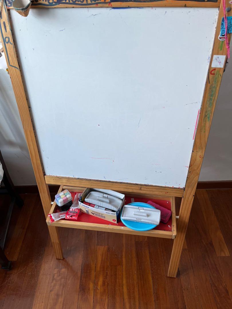 IKEA white and chalk board with chalk, Furniture & Home Living