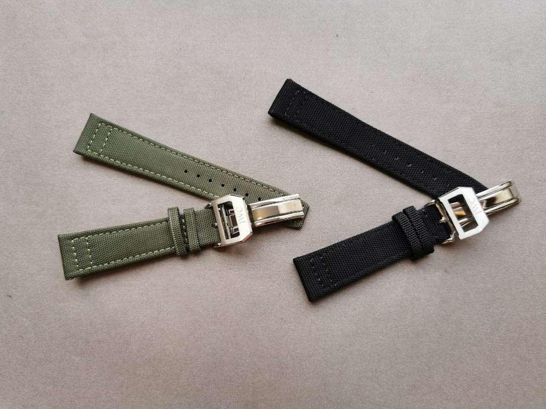 IWC Black or Green Klevar Leather Watch Strap Men s Fashion