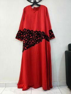 JUBAH•KAFTAN•ABAYA•LONG DRESS•MAXI DRESS•RED BLACK•BEST FIT L/XL