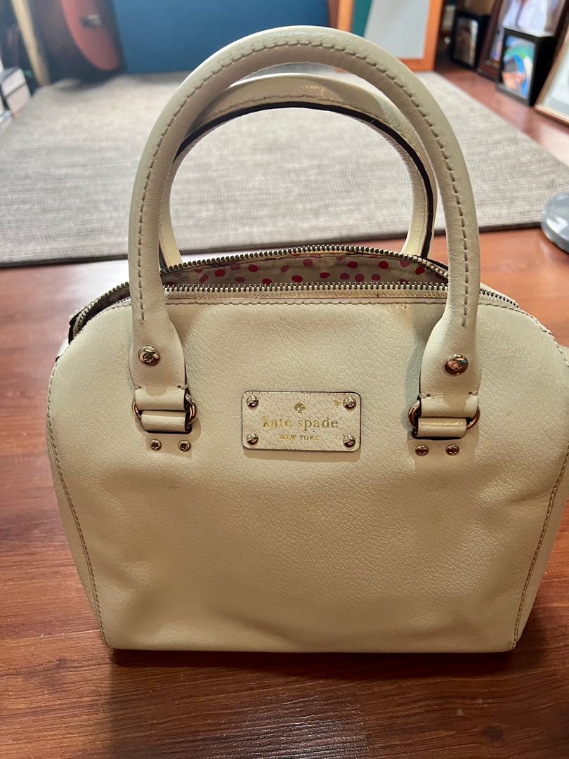 Kate Spade Beige Handbag with Sling, Luxury, Bags & Wallets on Carousell