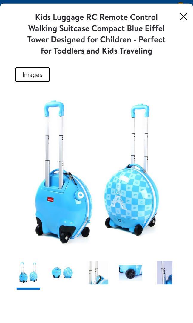 Kids Luggage RC Remote Control Walking Suitcase Compact Blue Eiffel
