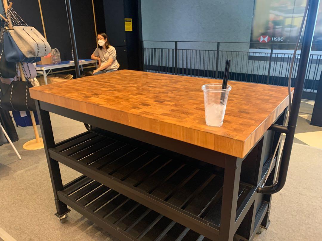 Kitchen Island Table (IKEA Vadholma Customised), Furniture & Home