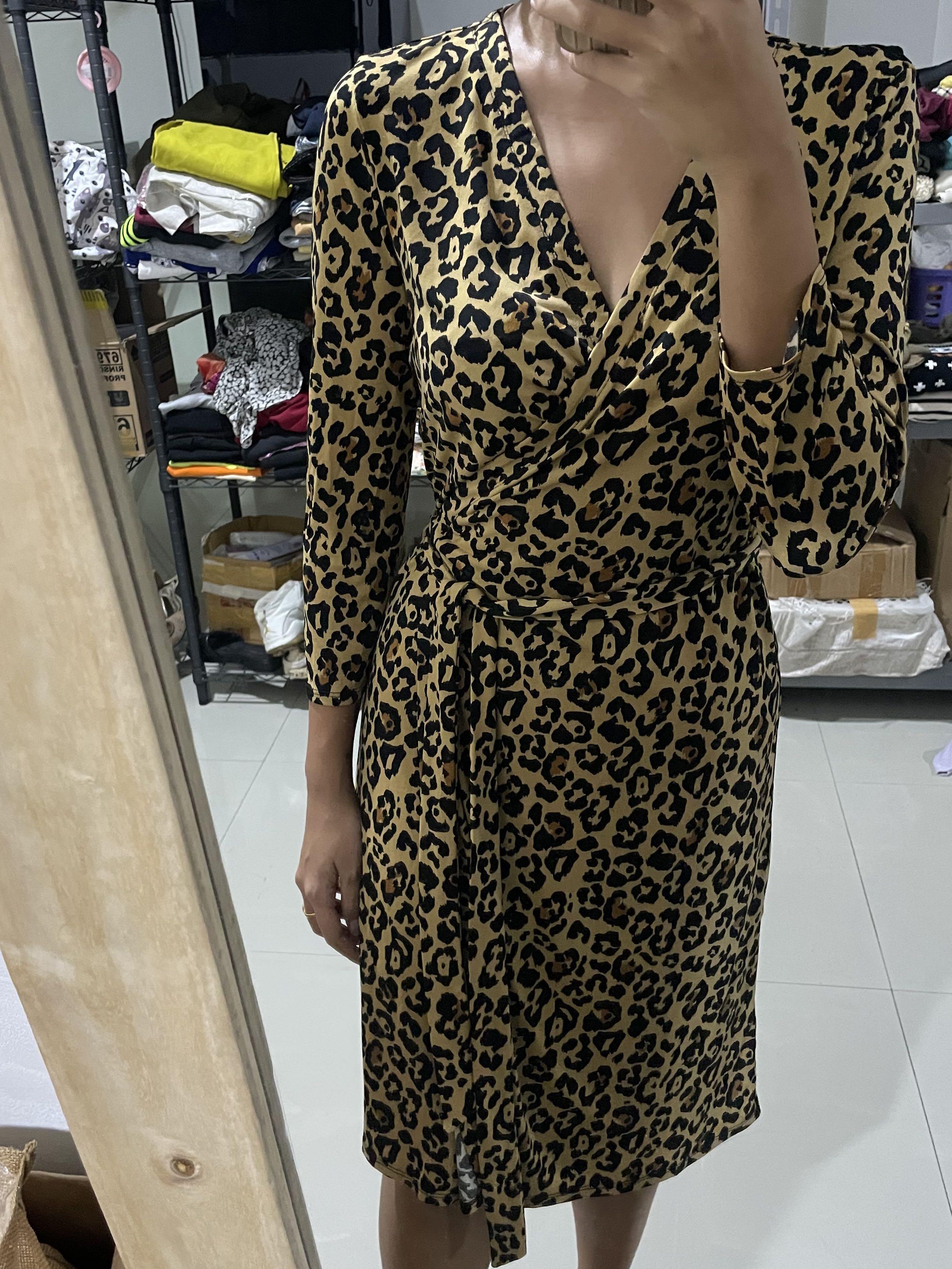 zara leopard print wrap dress
